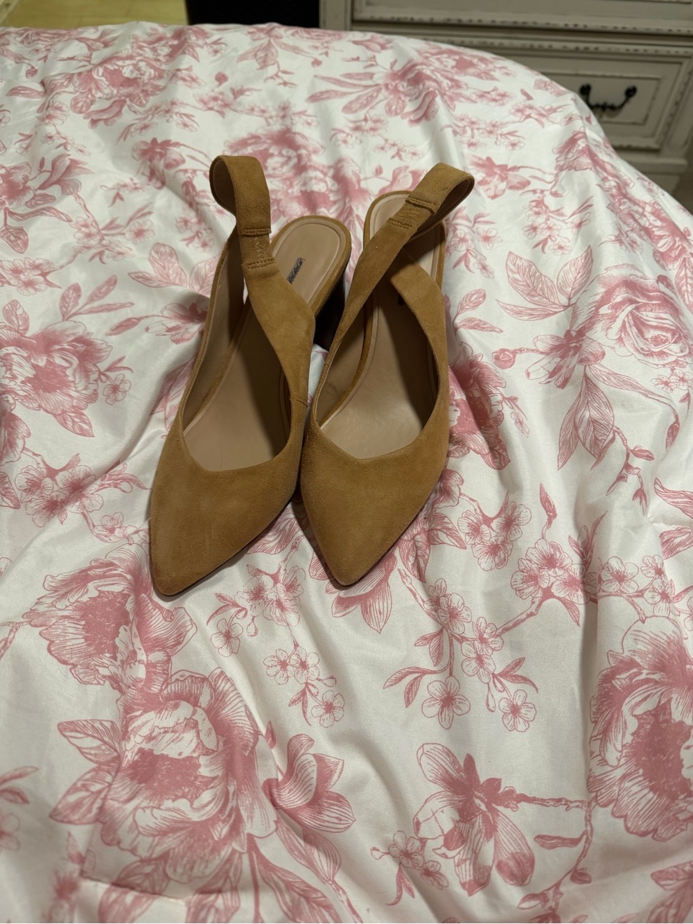 Banana Republic Camel Suede Pointed-Toe Slingback Flats